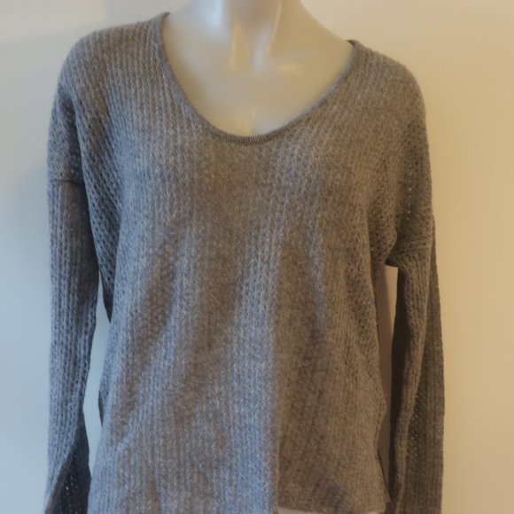 Womens Zadig & Voltaire Deluxe 100% Cashmere Gray Open Knit Sweater M * - Picture 2 of 8